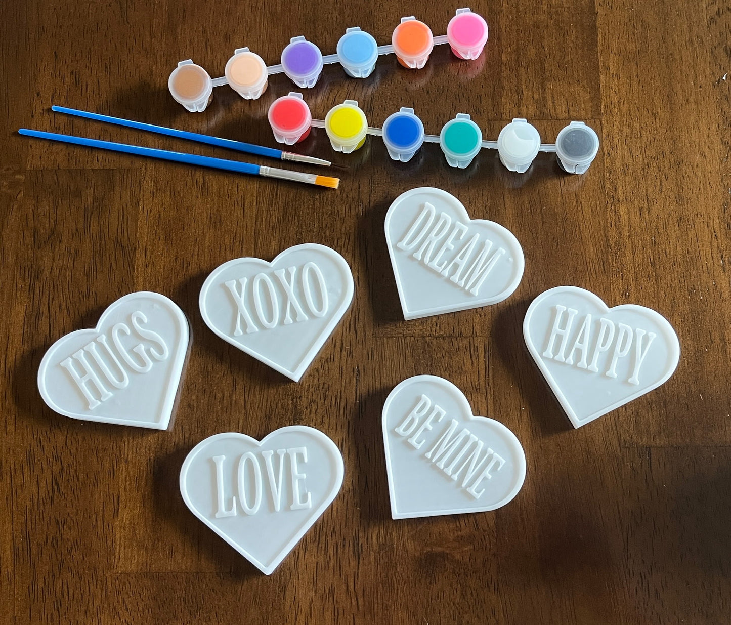 Valentine’s Day 3D Conversation Heart 3 Piece Set Magnets Kits Paint DIY Kids Parties