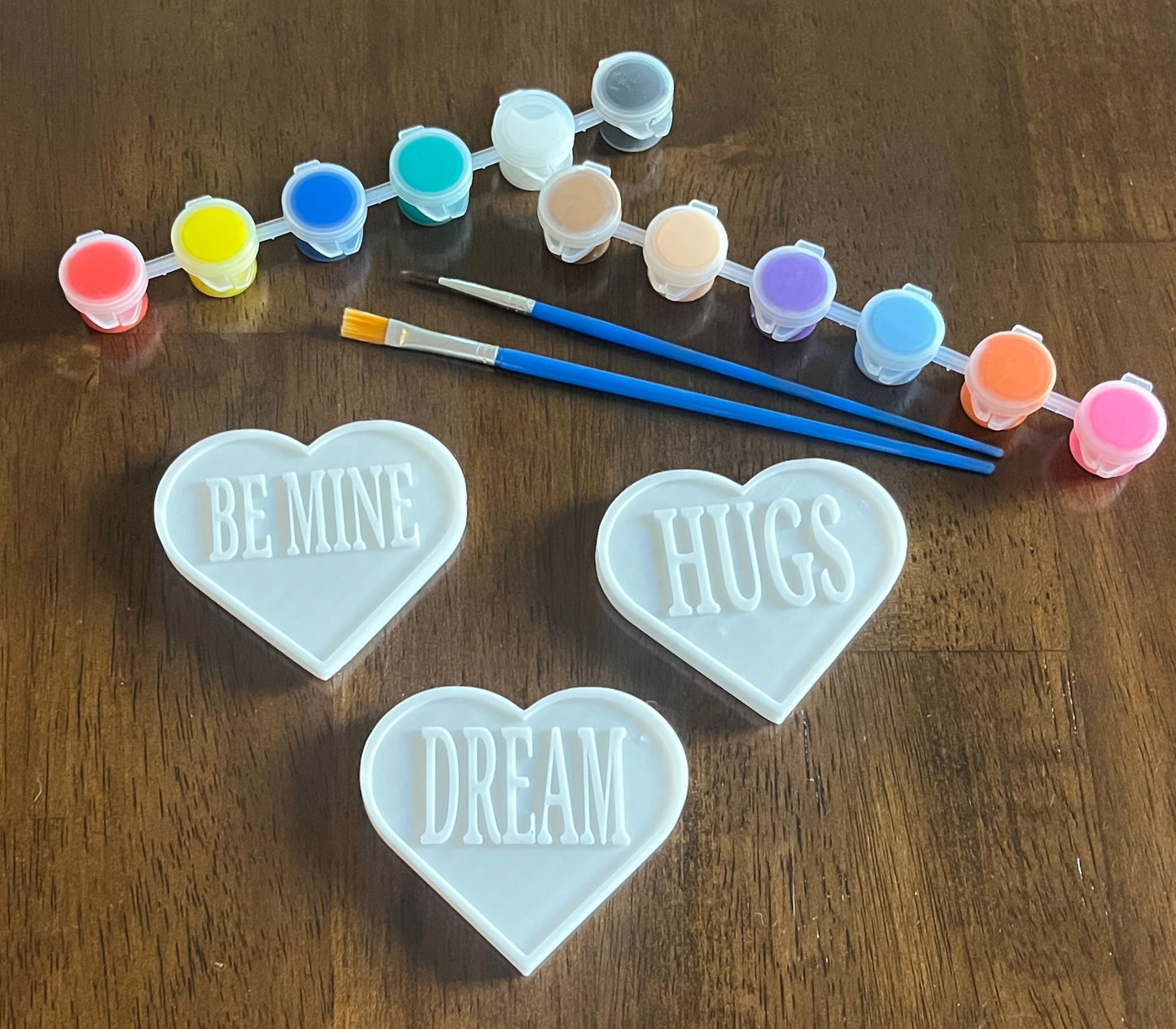 Valentine’s Day 3D Conversation Heart 3 Piece Set Magnets Kits Paint DIY Kids Parties