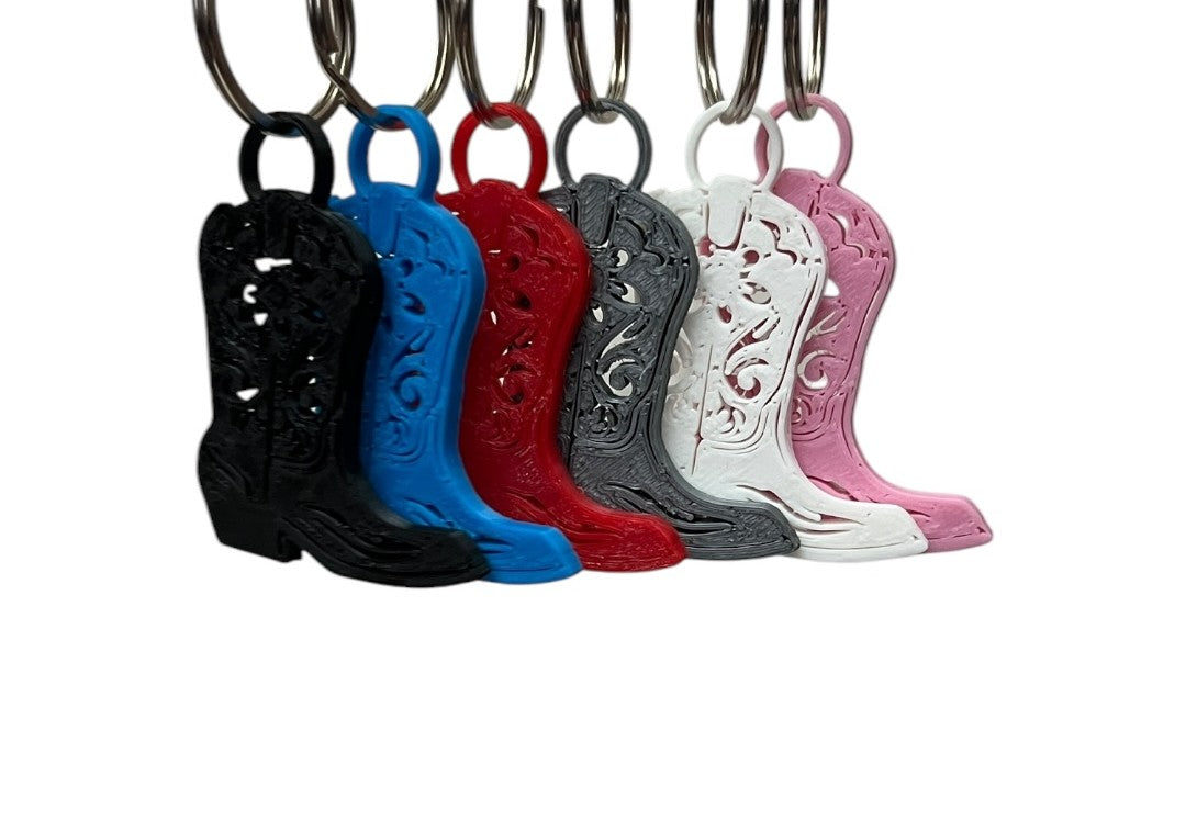 3D-Printed Cowgirl Boot Keychain – Western-Style Charm Multiple Colors